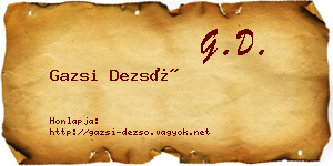 Gazsi Dezső névjegykártya